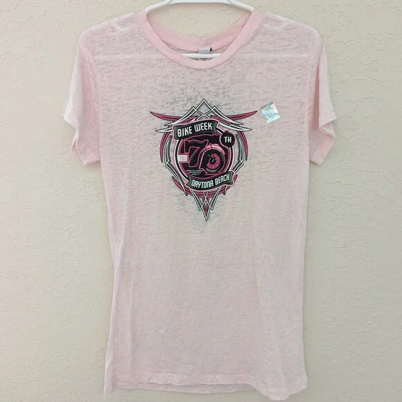 Vintage Daytona Bike Week 2011 70th Pink Short Sleeved T Shirt Size 2XL NWT Y2K - Picture 2 of 6